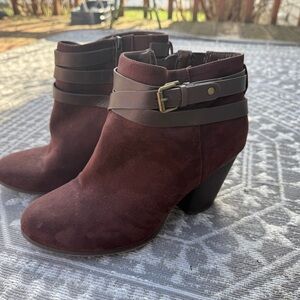 Torrid Burgundy Ankle Boots with Buckle Detail